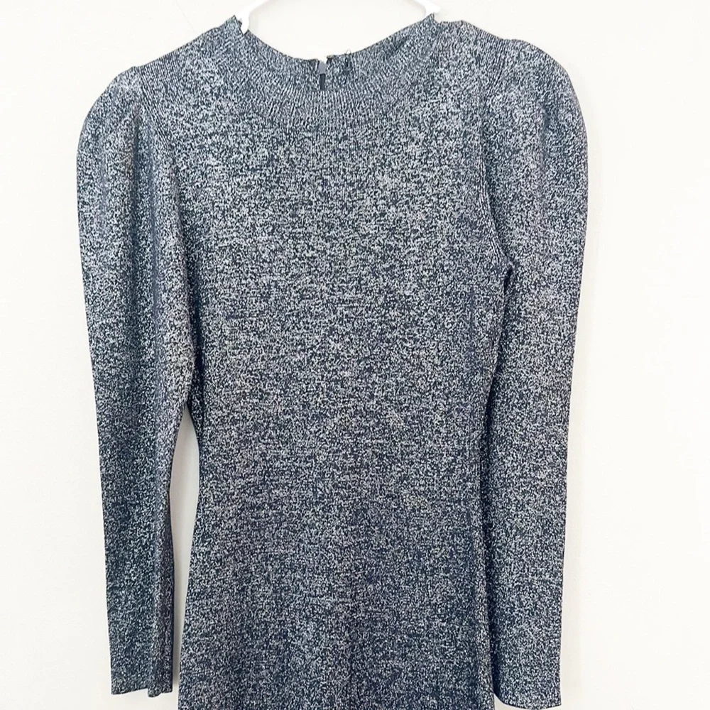 Sachin & Babi Amelie Metsllic Puff Sleeve midi dress women size Medium